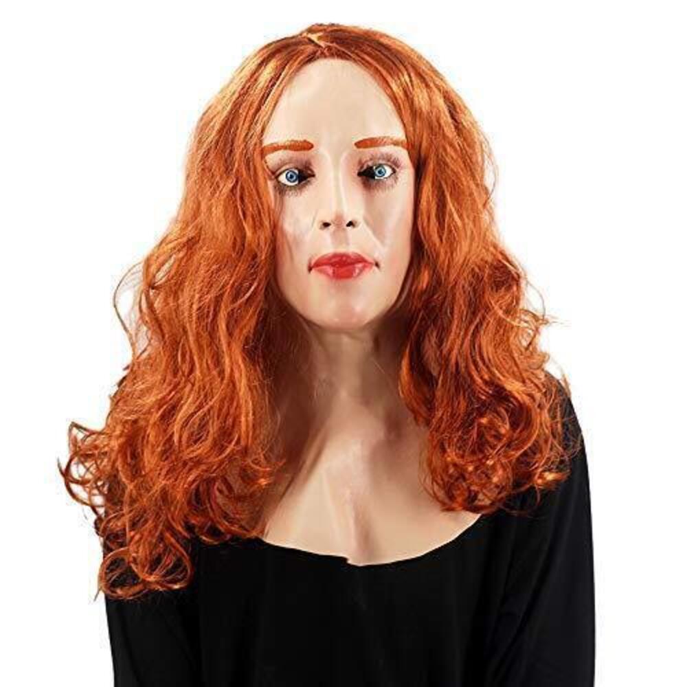 2598 Realistic Scarlet Face Halloween Latex Mask With Wig Lady